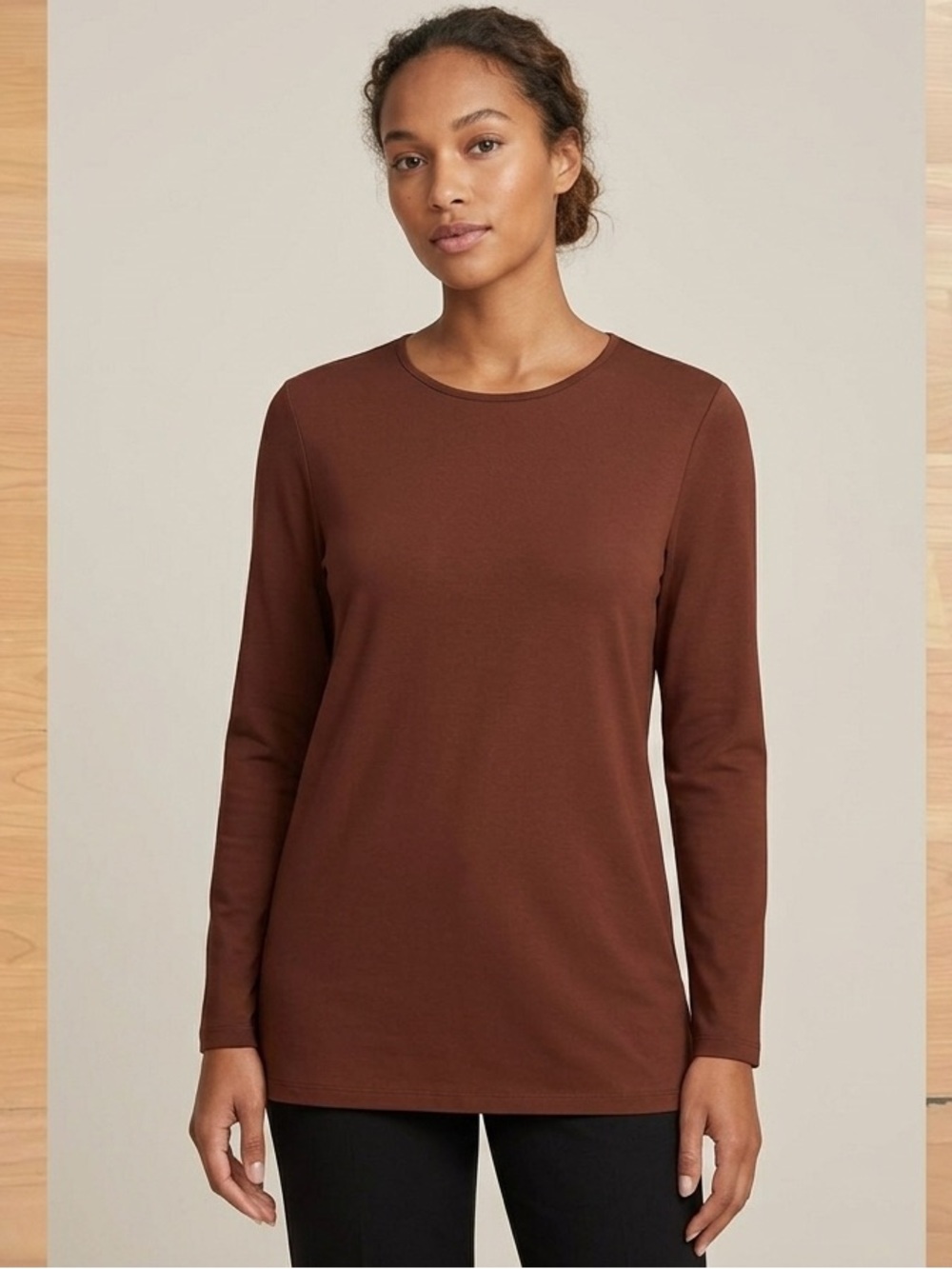 CHICO’S the Ultimate Tee Terracotta Brown Long Sleeve Shirt Size XL women L17